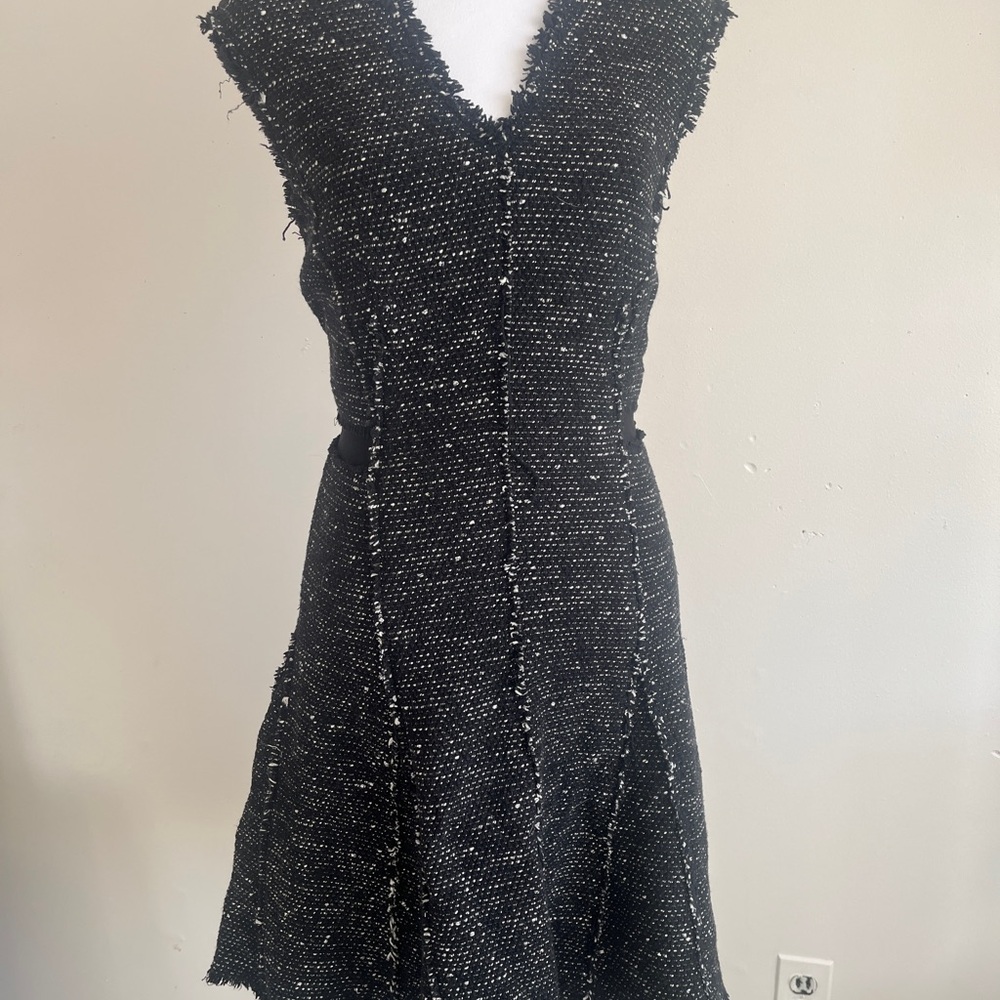 Rebecca Taylor Black and White Tweed Midi Dress